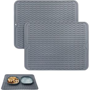 قطعتان من سجادة طعام الكلاب من Fhiny، من السيليكون مقاس 11.8 × 15.7 بوصة، مفرش طعام للقطط غير قابل للانزلاق، مقاوم للماء، سهل التنظيف، مناسب لأطباق الأطباق الصغيرة والمتوسطة الحجم للحيوانات الصغيرة، يحمي الأرضية باللون الرمادي in Kuwait