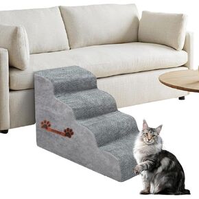 Dog Stairs for Beds,Dog Steps for Small Dogs and Cats,Extra Wide Pet Steps for High Bed Sofa, Curved Durable Non-Slip Fabric Cover, Dog Slope Stairs Friendly, 3-Tiers