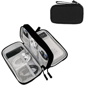 NIMOSA Portable Cable Organizer Travel Cable Organizer Pouch Electronic Accessories Carry Case Waterproof Power Protection USB Hard Disk Box Storage Bag for Cord, Charger, Phone, Earphone Black