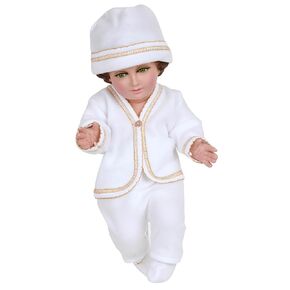 A&C Quinceañeras and More White Baby Jesus Outfit with Blanket, 2 Pieces Ropita para Niño Dios polar con cobijita (30 CM)