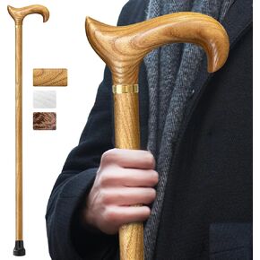 Wooden Walking Cane for Men and Women, Handmade, Support up to 500 lbs Canes for Seniors,Ergonomic, Natural Solid Wood High-end Derby Cane Suitable for Gift Giving in Kuwait