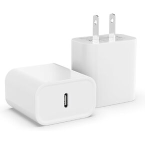 USB C Charger Block, 25W Type C Power Adapter Fast Charging USB-c Wall Plug Power usbc Brick, Compatible with iPhone 16/16 Pro/16 Pro Max/16 Plus/15/14/13/12/Xs/X, iPad, Galaxy (2-Pack White)