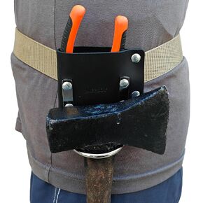 Leather Tool Holster, Leather Axe Belt Loop, Leather Hammer Holder for tool belt, heavy top grain leather axe holster (Black)