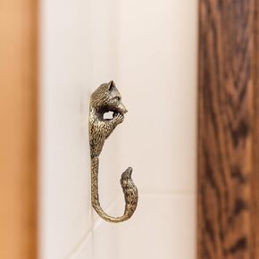 Raccoon decorative hanging metal wall hook. Handmade. For Kitchen Living Room Bathroom Bars Hotels. Rack hangers for hanging Coats Towels Keys Hats Purse Backpacks. Unique design. Brass