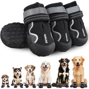 Dog Shoes for Large Small Medium Dogs,Dog Booties for Indoor Hardfloors Anti-Slip,Reflective Strip Waterproof Dog Boots & Paw Protectors for Outdoor Walking Hot Pavement,Winter Snow (Purple-1)