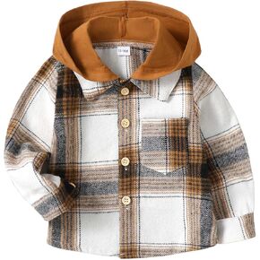 Baby Toddler Boys Long Sleeve Shirt Flannel Buffalo Plaid Shirts Button Down Jacket Top Outfit Fall Winter Clothes