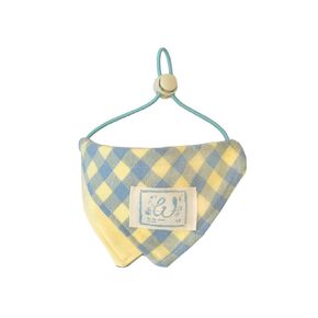 HAUTICO PETPET WORLD Dog Bandanas, Cat Bandanas, Grids Pattern, Gift for Dog Mom, Elastic Adjustable, Even Size (Yellow and Blue Plaid)
