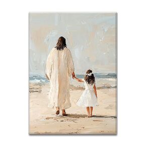 Jesus Walk With A Child Christmas Magnets, Christian Nursery Gift, Lds Christmas Baptism Gift, Bible Christmas Magnets, Child of God, Christian Religious Acrylic Magnets 3 x 2.5 in