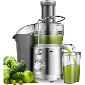 GDOR 1300W Juicer Machines Plus with Larger 3.2" Feed Chute, Titanium Enhanced Cut Disc Centrifugal Juice Extractor, Full Copper Motor Heavy Duty for Whole Fruit and Vegetable, Dual Speeds, BPA-Free