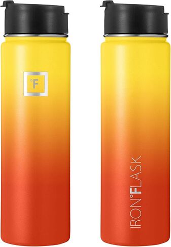 قارورة ترطيب للتخييم والمشي لمسافات طويلة من IRON ° FLASK، ذات فم واسع، 3 أغطية من القش، زجاجة مياه خارجية من الفولاذ المقاوم للصدأ، ترمس معزول بجدار مزدوج، مقصف معدني - بقع من الصنوبر الداكن، 22 أونصة in Kuwait