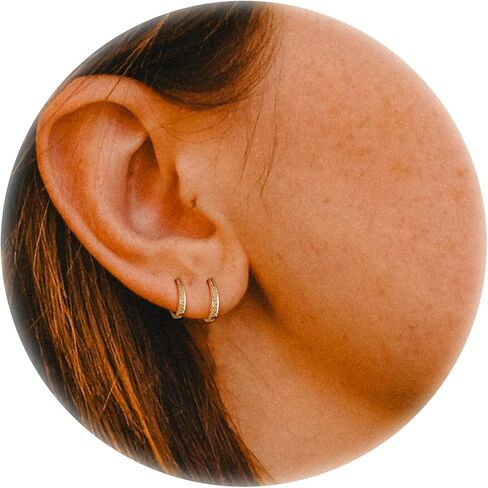 14K الذهب Huggie هوب أقراط للنساء الرجال مكعب زركونيا لذيذ صغير صغير هوب أقراط الكفة مجموعة للغضروف اللولب الزنمة محارة ثقب المجوهرات 6MM in Saudi Arabia