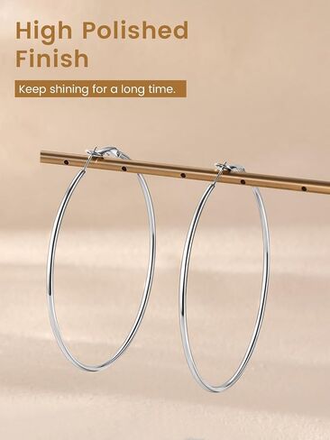 KeyStyle Gold Hoop Earrings for Women, Stainless Steel Hoops Earring Lightweight Loops, 2 mm Thick Hypoallergenic Circle Endless Thin Hoop (30 mm,50 mm,70 mm,100 mm) in Saudi Arabia