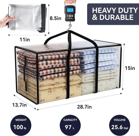 97L moving bags heavy duty,6 pack extra large moving bags with zippers，moving totes with lids heavy duty，storage containers with lids，large storage bags，moving storage bags，clear storage bag in Saudi Arabia