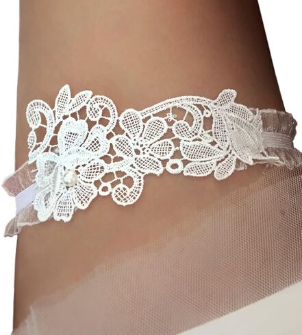 Handcrafted Wedding white Lace garter belt bridal lingerie women Gift Wedding Party Accessories (300) in Saudi Arabia