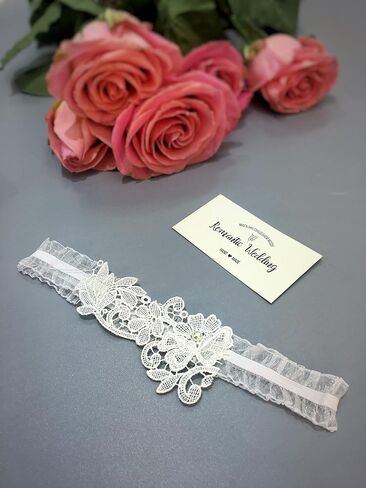 Handcrafted Wedding white Lace garter belt bridal lingerie women Gift Wedding Party Accessories (300) in Saudi Arabia