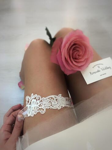 Handcrafted Wedding white Lace garter belt bridal lingerie women Gift Wedding Party Accessories (300) in Saudi Arabia