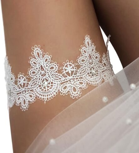 Handcrafted Bridal Garter White lace Flower Bride Wedding Garters Belt Handmade Leaf Strecth Prom for Women (317) in Saudi Arabia