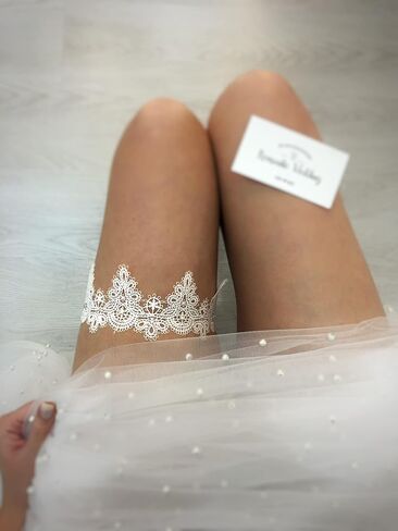 Handcrafted Bridal Garter White lace Flower Bride Wedding Garters Belt Handmade Leaf Strecth Prom for Women (317) in Saudi Arabia