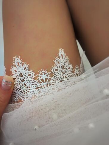 Handcrafted Bridal Garter White lace Flower Bride Wedding Garters Belt Handmade Leaf Strecth Prom for Women (317) in Saudi Arabia