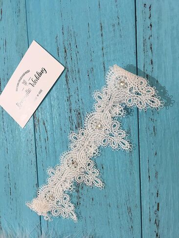 Handcrafted Bridal Garter White lace Flower Bride Wedding Garters Belt Handmade Leaf Strecth Prom for Women (317) in Saudi Arabia