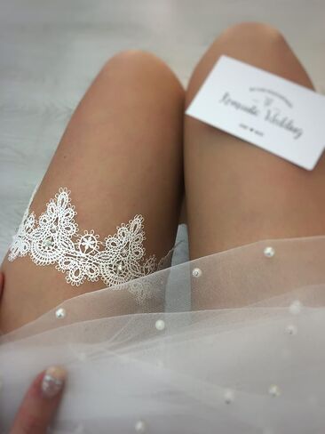 Handcrafted Bridal Garter White lace Flower Bride Wedding Garters Belt Handmade Leaf Strecth Prom for Women (317) in Saudi Arabia