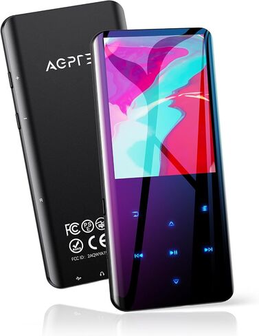 مشغل MP3 AGPTEK بسعة 64 جيجابايت مع بلوتوث 5.3، A19X 2.4 بوصة مشغل موسيقى محمول بشاشة منحنية مع مكبر صوت بدون فقدان الصوت مع راديو FM ومسجل صوت، يدعم ما يصل إلى 128 جيجابايت، أسود in Saudi Arabia