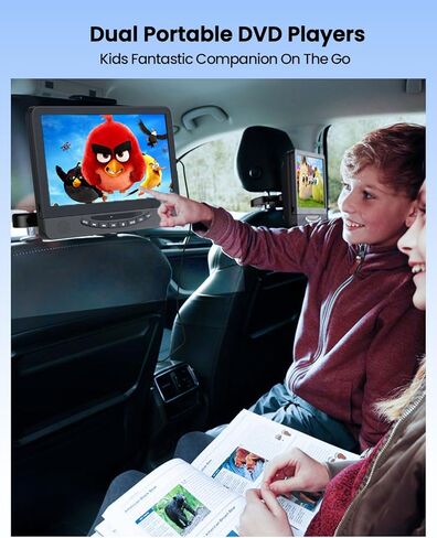 مشغل DVD محمول مزدوج 12.5 بوصة للسيارة مع مدخل HDMI 1080P، مشغل DVD للسيارة DESOBRY شاشة مزدوجة تشغيل نفس أو فيلمين مختلفين، بطارية قابلة لإعادة الشحن لمدة 5 ساعات، دعم USB، الذاكرة الأخيرة in Kuwait