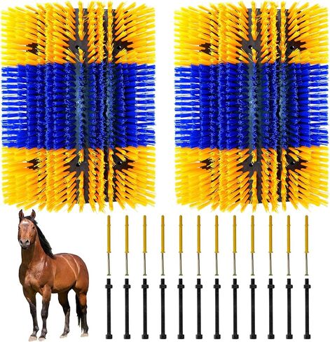 Livestock Scratching Brush, Extra Large Size Pig Brush Cow Brush for Grooming Itch Relief Livestock Brush Kit with 24 Screws for Horse Goat Cow Pig Horse stall Accessories, 2 Pack in Saudi Arabia