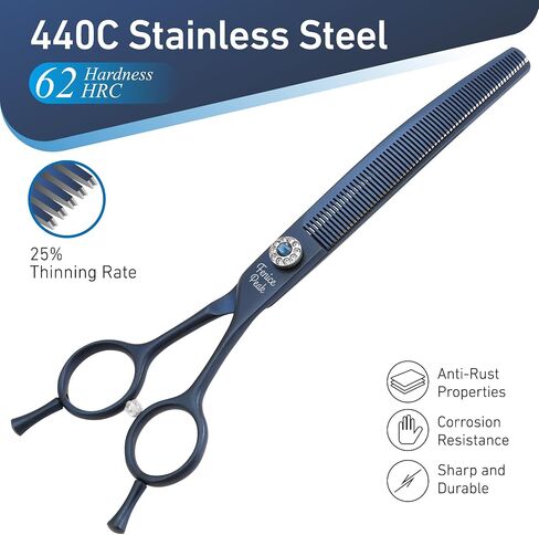 Fenice Peak Professional Dog Grooming Scissors Pet Curved Thinning Shears 7.0'' Extremely Sharp Blades 440C Steel Thinning Scissors Durable Smooth Motion&Fine Cut for Dogs and Cats in Saudi Arabia