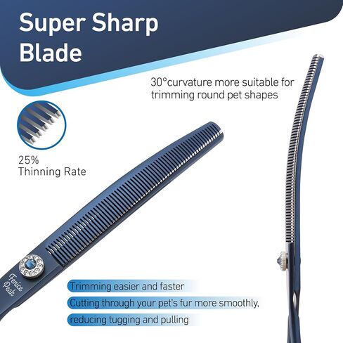 Fenice Peak Professional Dog Grooming Scissors Pet Curved Thinning Shears 7.0'' Extremely Sharp Blades 440C Steel Thinning Scissors Durable Smooth Motion&Fine Cut for Dogs and Cats in Saudi Arabia