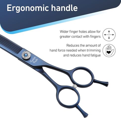 Fenice Peak Professional Dog Grooming Scissors Pet Curved Thinning Shears 7.0'' Extremely Sharp Blades 440C Steel Thinning Scissors Durable Smooth Motion&Fine Cut for Dogs and Cats in Saudi Arabia