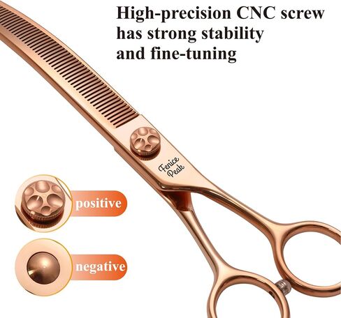 Fenice Peak Professional Dog Grooming Scissors Pet Curved Thinning Shears 7.0'' Extremely Sharp Blades 440C Steel Thinning Scissors Durable Smooth Motion&Fine Cut for Dogs and Cats in Saudi Arabia
