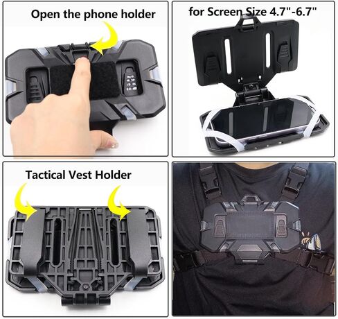 Tactical Plate Carrier Phone Mount Vest Phone Holder, Universal Phone Chest Mount for Screen Size 4.7"-6.7" in Saudi Arabia
