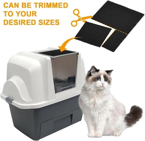 MiOYOOW 6PCS Litter Box Filters, Absorbent Activated Charcoal Filters Durable Cat Litter Box Smell Strainer for Hooded Cat Litter Box in Saudi Arabia