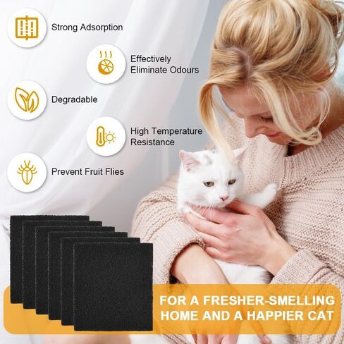 MiOYOOW 6PCS Litter Box Filters, Absorbent Activated Charcoal Filters Durable Cat Litter Box Smell Strainer for Hooded Cat Litter Box in Saudi Arabia