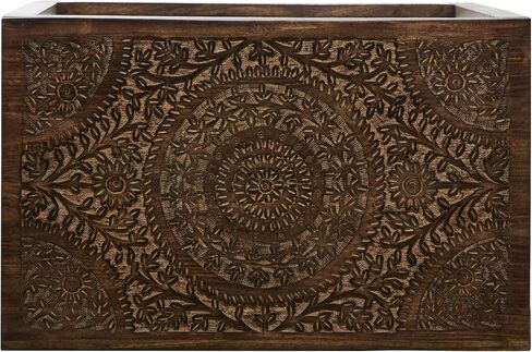 Deco 79 Mango Wood Floral Handmade Side End Accent Table Intricately Carved End Table, Set of 2 Side Table 24", 20"H, Brown in Saudi Arabia