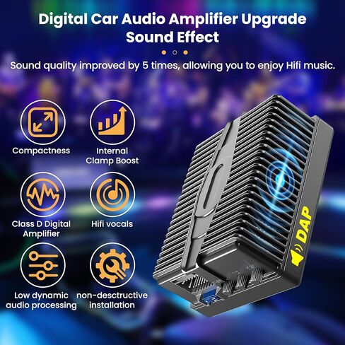 Digital Car Audio Amplifier for All Aftermarket Android Car Radio, Compact Class D, Easy Installation, Tune & Noise Reduction Upgrade Adjusting Audio Perfect Hi-Fi Sound 5X for Listening Pleasure in Kuwait