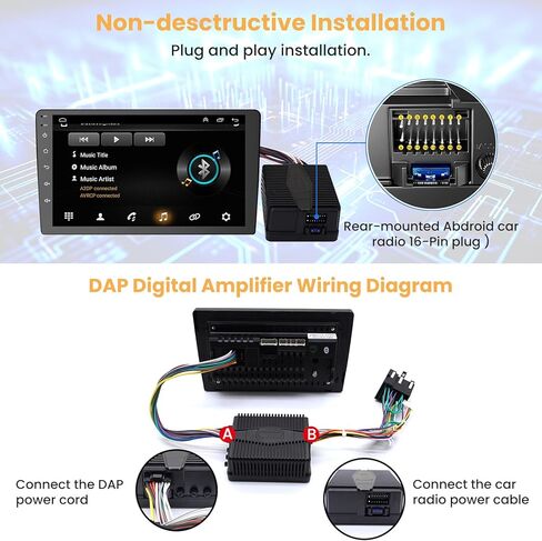 Digital Car Audio Amplifier for All Aftermarket Android Car Radio, Compact Class D, Easy Installation, Tune & Noise Reduction Upgrade Adjusting Audio Perfect Hi-Fi Sound 5X for Listening Pleasure in Kuwait