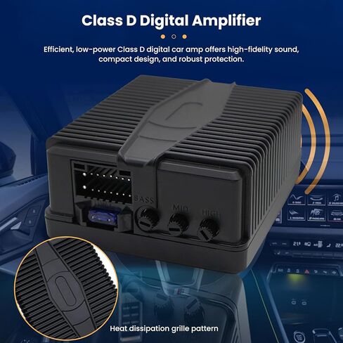 Digital Car Audio Amplifier for All Aftermarket Android Car Radio, Compact Class D, Easy Installation, Tune & Noise Reduction Upgrade Adjusting Audio Perfect Hi-Fi Sound 5X for Listening Pleasure in Kuwait