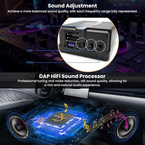 Digital Car Audio Amplifier for All Aftermarket Android Car Radio, Compact Class D, Easy Installation, Tune & Noise Reduction Upgrade Adjusting Audio Perfect Hi-Fi Sound 5X for Listening Pleasure in Kuwait
