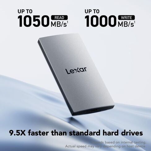 Lexar 2TB ES3 Portable SSD, Up to 1050MB/s Read and 1000 MB/s Write, Compatible with PC & Mac, Tablets & iPad, Silver (LES3XXX002T-RNSAU) in Kuwait
