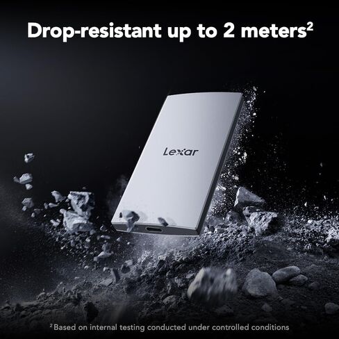 Lexar 2TB ES3 Portable SSD, Up to 1050MB/s Read and 1000 MB/s Write, Compatible with PC & Mac, Tablets & iPad, Silver (LES3XXX002T-RNSAU) in Kuwait