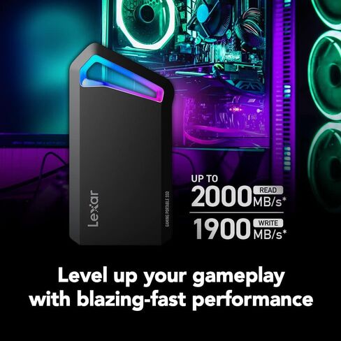 Lexar 2TB ES3 Portable SSD, Up to 1050MB/s Read and 1000 MB/s Write, Compatible with PC & Mac, Tablets & iPad, Silver (LES3XXX002T-RNSAU) in Kuwait