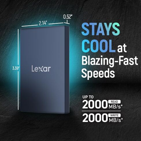 Lexar 2TB ES5 Magnetic External SSD, Up to 2000MB/s, Compatible w/MagSafe, USB-C Smartphones, iPhone 15/16 or Above, PC, Mac, Supports Apple ProRes & Samsung Pro Video, Silver (LES5XXX002T-RNWNU) in Kuwait