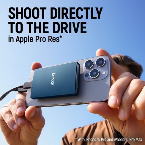 Lexar 2TB ES5 Magnetic External SSD, Up to 2000MB/s, Compatible w/MagSafe, USB-C Smartphones, iPhone 15/16 or Above, PC, Mac, Supports Apple ProRes & Samsung Pro Video, Silver (LES5XXX002T-RNWNU) in Kuwait