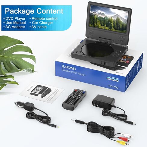 مشغل DVD محمول مقاس 9.5 بوصة للأطفال والسيارة، شاشة دوارة عالية الدقة مقاس 7.5 بوصة مع بطارية مدمجة تدوم من 4 إلى 6 ساعات، يدعم مزامنة الشاشة مع التلفزيون، ويدعم بطاقة SD/USB/تنسيقات الأقراص المتعددة (أسود) in Kuwait