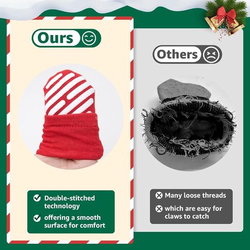LOOBANI Christmas Dog Socks to Prevent Licking Paws, Hardwood Floors Anti Slip, Non Slip Dog Socks with Grippers Dog Paw Protector, Dog Booties for Indoor Use in Kuwait