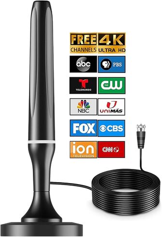 2026 Digital TV Antenna for Smart Tv Indoor TV Antenna for Tv Without Cable with Strong Magnetic Base, 360° Reception HD TV Antennas for Local Channels Support 4K 1080P, 10FT Long Cables in Saudi Arabia