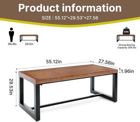 Modern Gaming Workbench Solid Wood Computer Desk Study Office Desk 55" Writing Desk, Modern Simple Style PC Table, Black Metal Frame, Solid Wood Planks 55" D x 27" W x 29" H for Home Office in Saudi Arabia