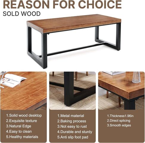 Modern Gaming Workbench Solid Wood Computer Desk Study Office Desk 55" Writing Desk, Modern Simple Style PC Table, Black Metal Frame, Solid Wood Planks 55" D x 27" W x 29" H for Home Office in Saudi Arabia